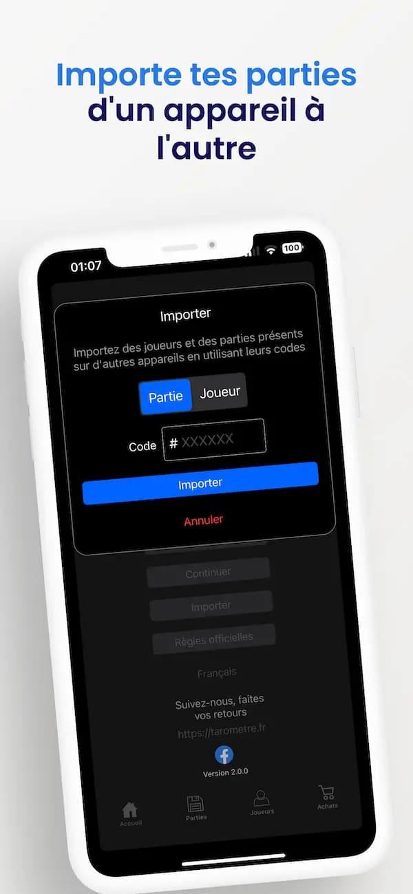 Capture d'écran de l'application Taromètre numéro 6